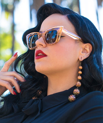 Zebra Print Safari Wooden Bead Dangle Earrings