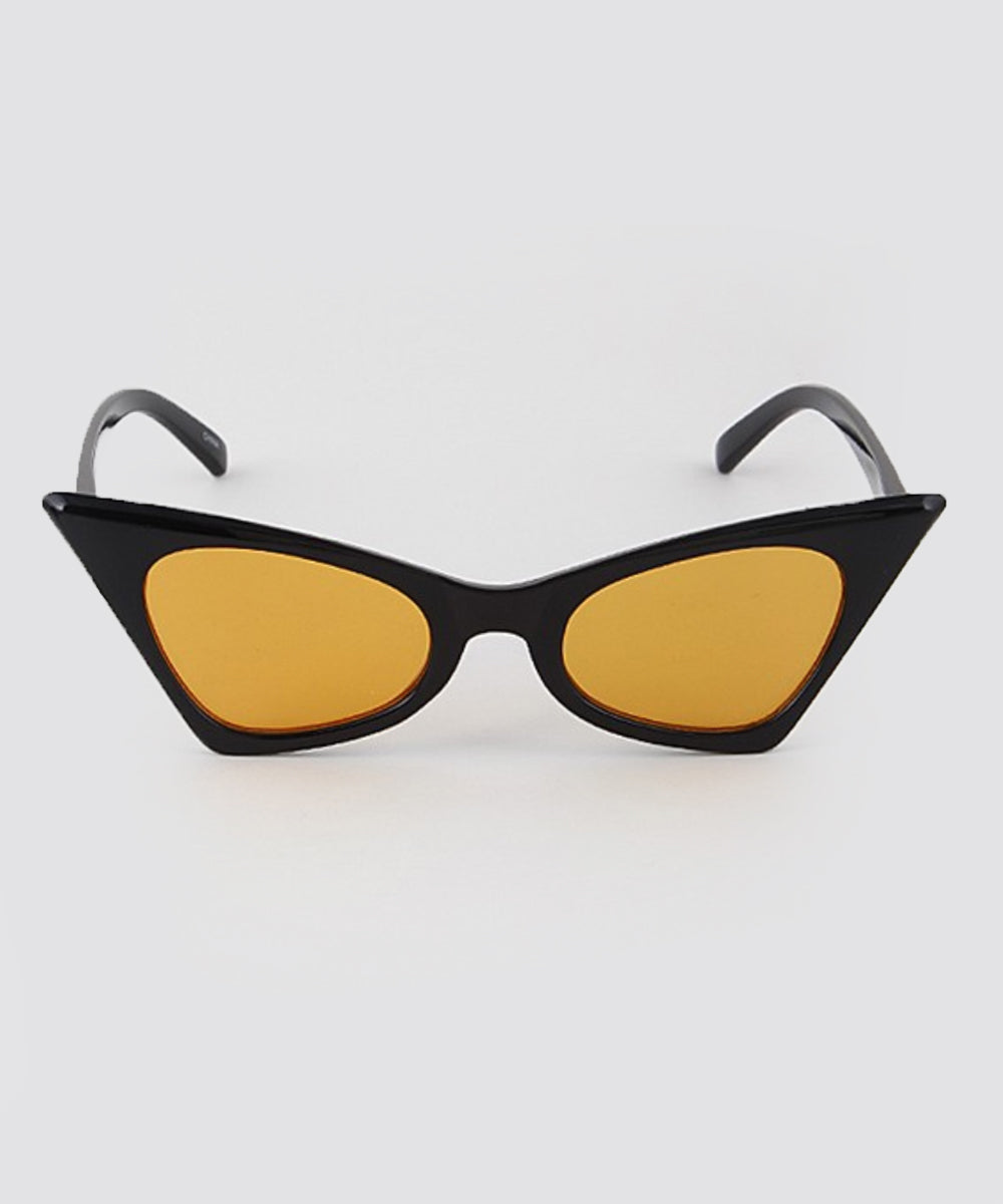 Retro Pointed Black Cat Eye Sunglasses With Colored Lenses