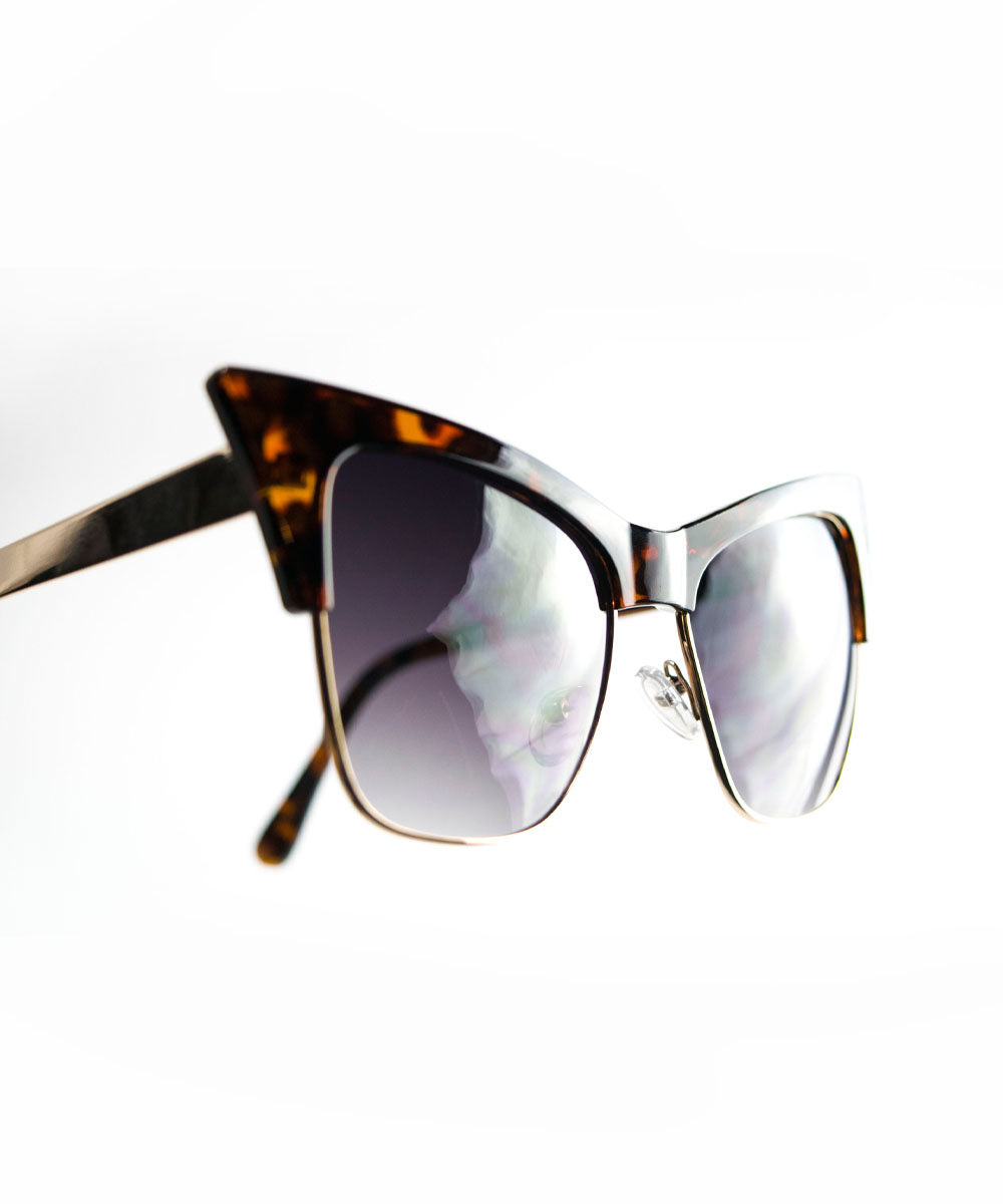Tortoise Brown Sharp Dramatic Cat Eye Sunglasses
