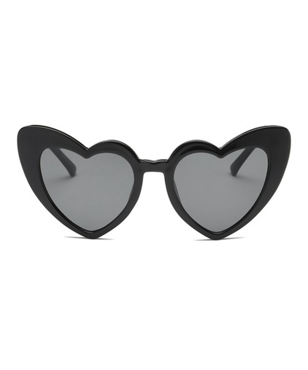 Solid Black Heart Shaped Retro Sunglasses