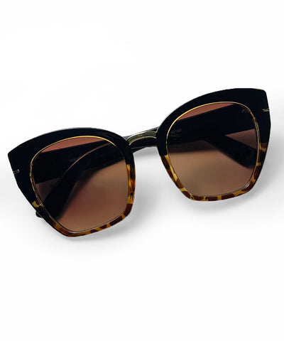 Tortoise & Black 70s Fonda Frame Retro Sunglasses