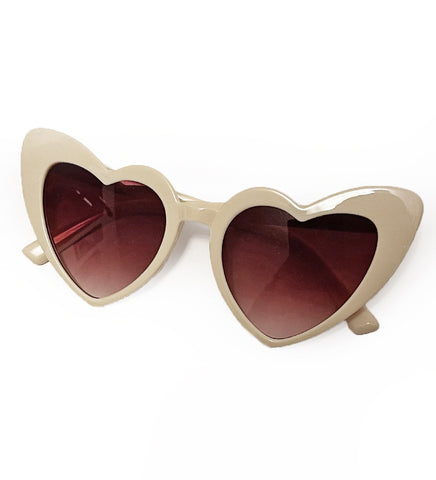 Classic Ivory Heart Shaped Retro Sunglasses