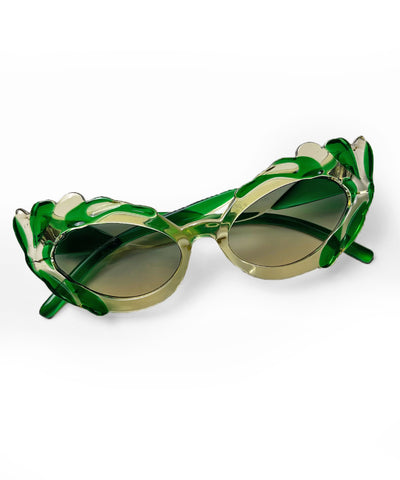 Two Toned Green Pretty in Paris Cat Eye Retro Sunglasses