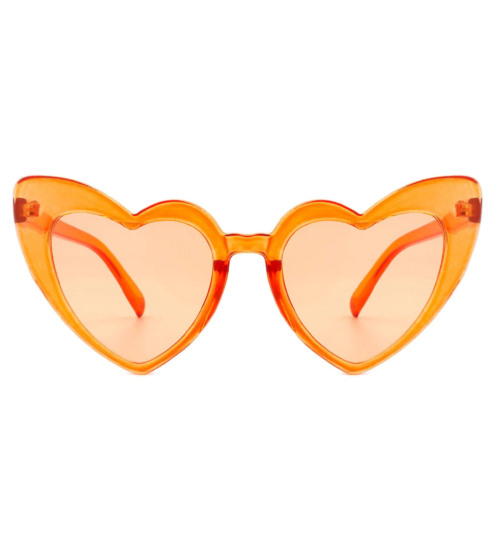 Translucent Orange Heart Shaped Retro Sunglasses