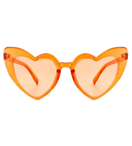 Translucent Orange Heart Shaped Retro Sunglasses