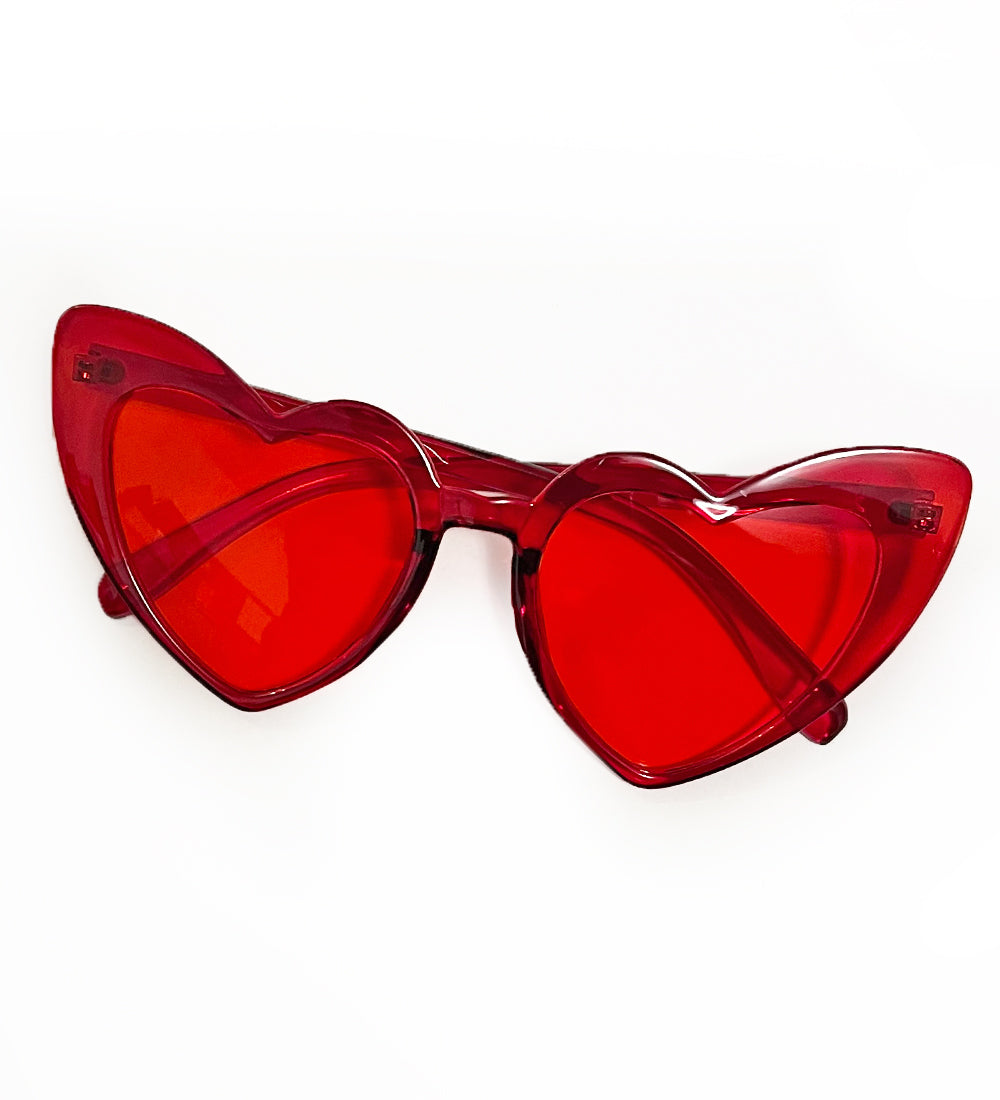 Translucent Red Heart Shaped Retro Sunglasses