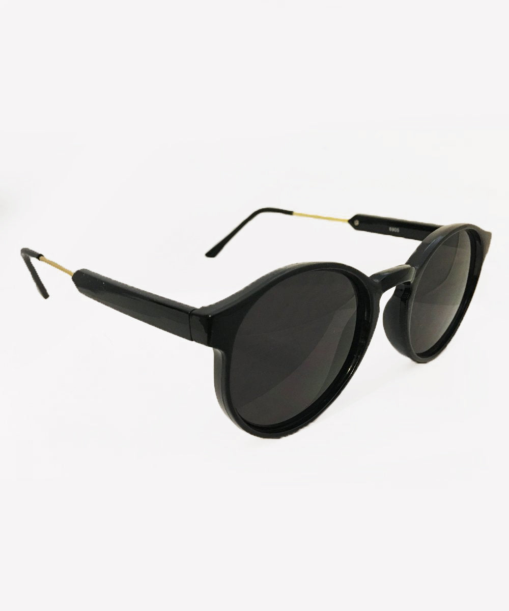 1940s Style Classic Black Rounded Retro Sunglasses