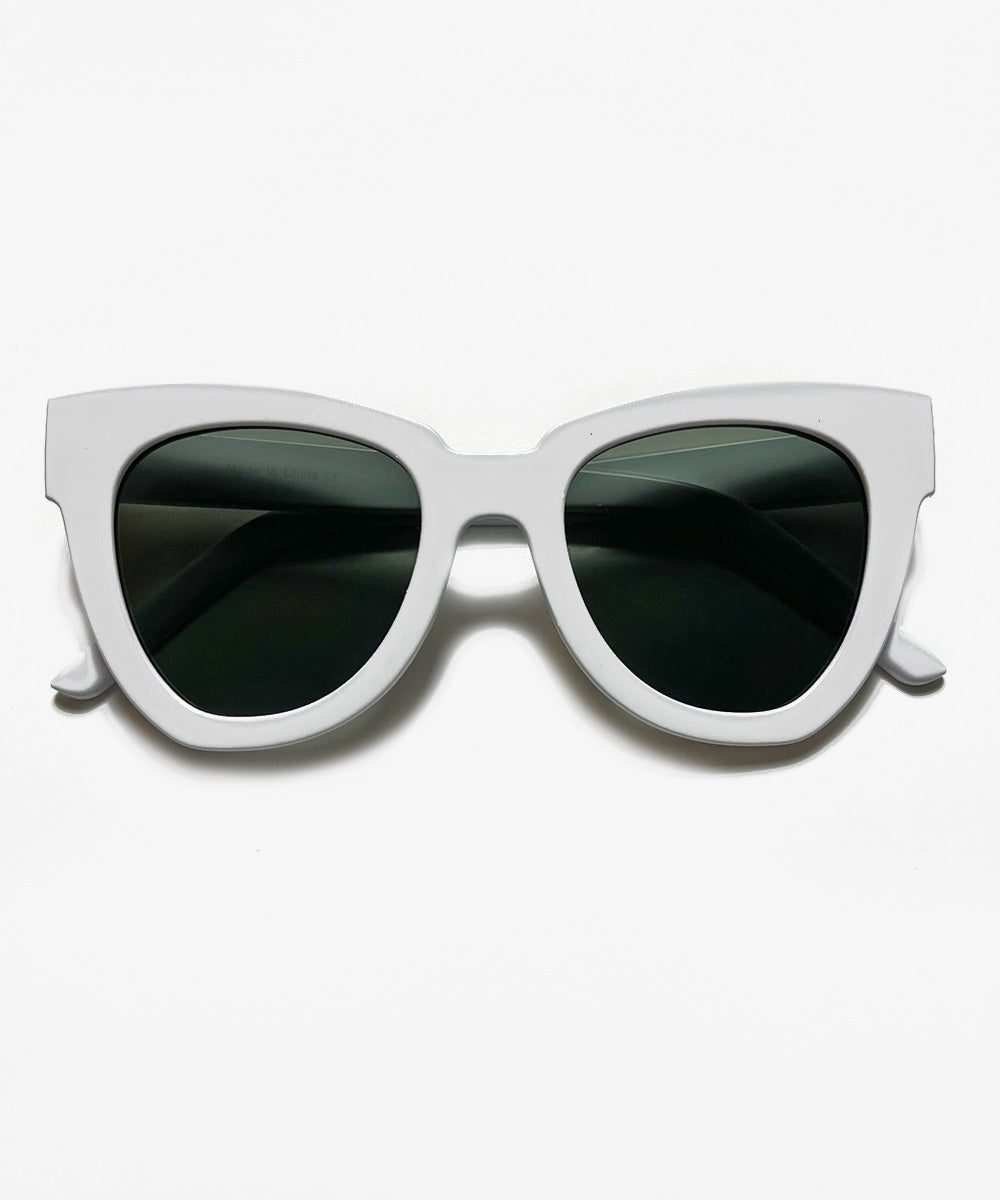 1960s Inspired Oversized Solid White Sunglasses