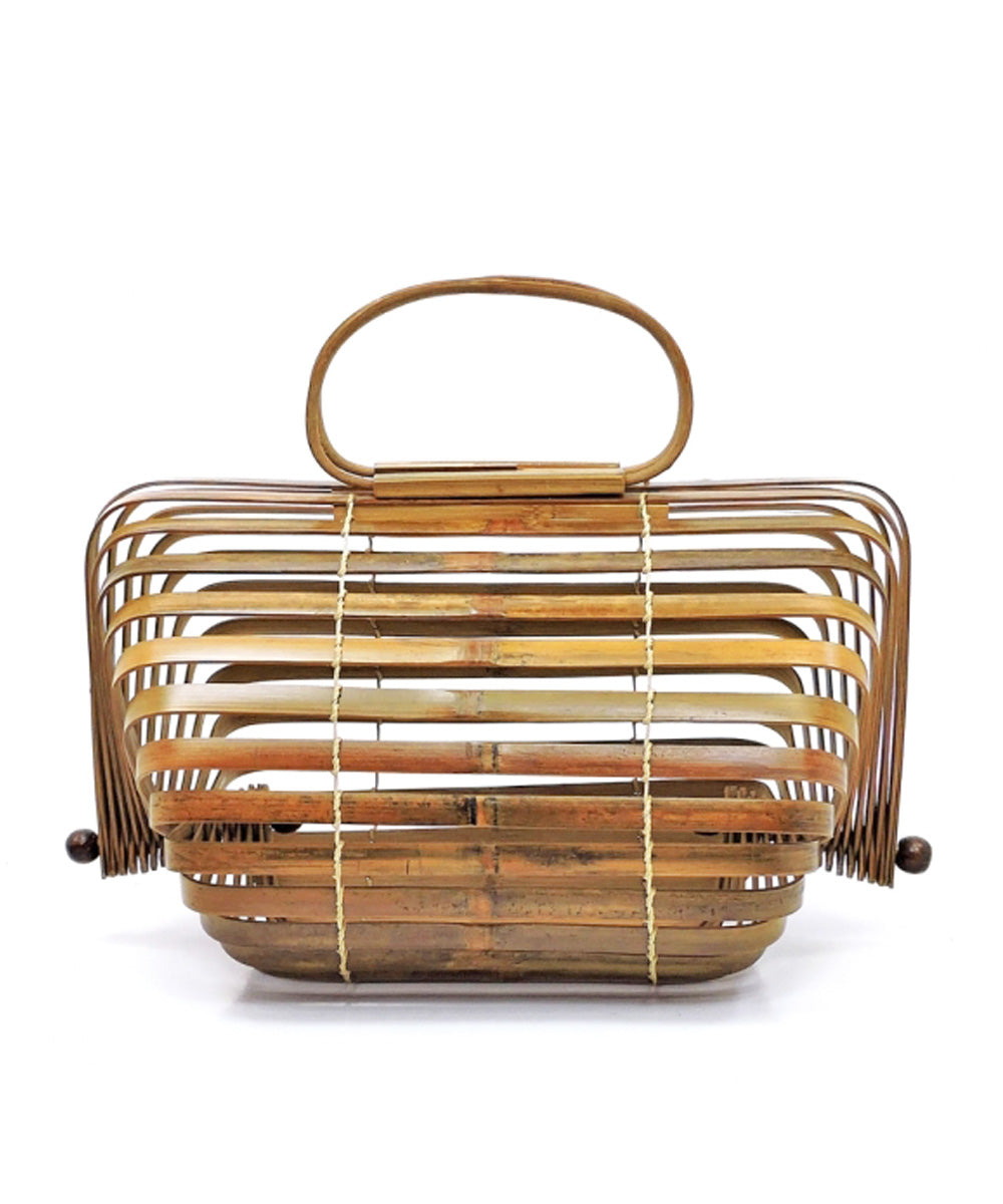 Vintage Inspired Natural Bamboo Collapsible Purse