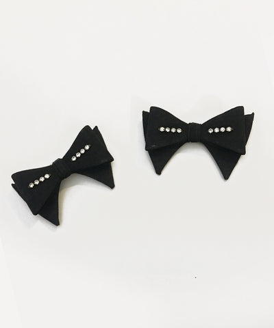 Black & Rhinestone Vintage Bow Shoe Clips