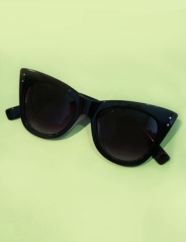 Solid Black Retro Classic Framed Sunglasses