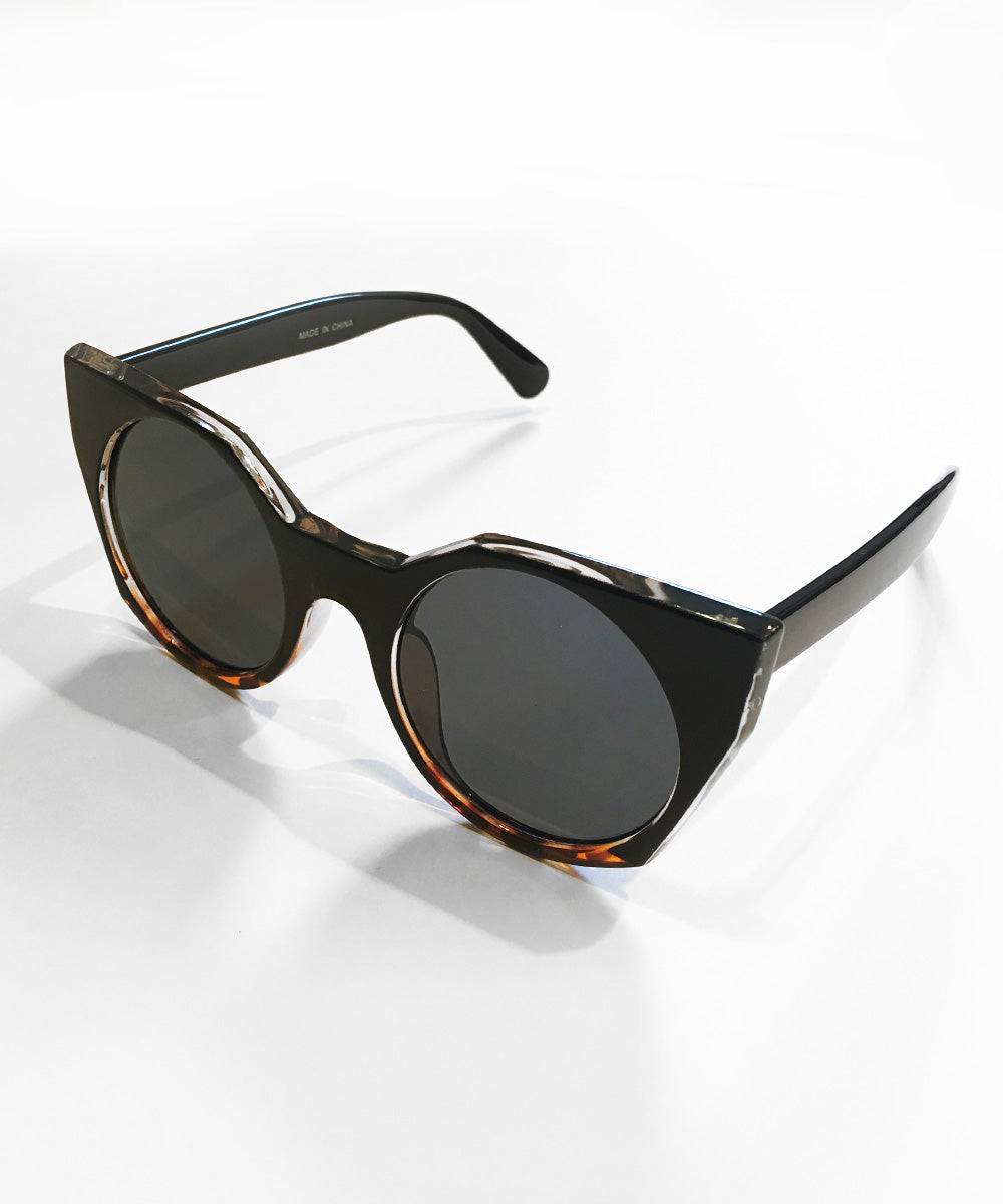 Black & Tortoise Brown 1960s Inspired Geometric Sunglasses