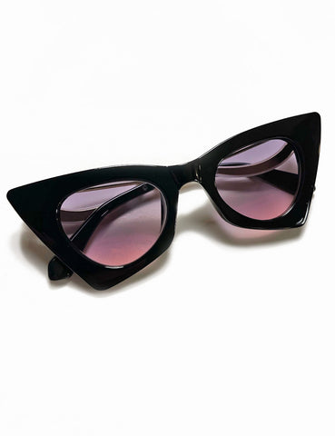 Black & White Unique Geometric 1950s Cat Eye Sunglasses
