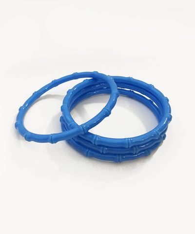 Thin Plastic Blue Bamboo Bangle Set