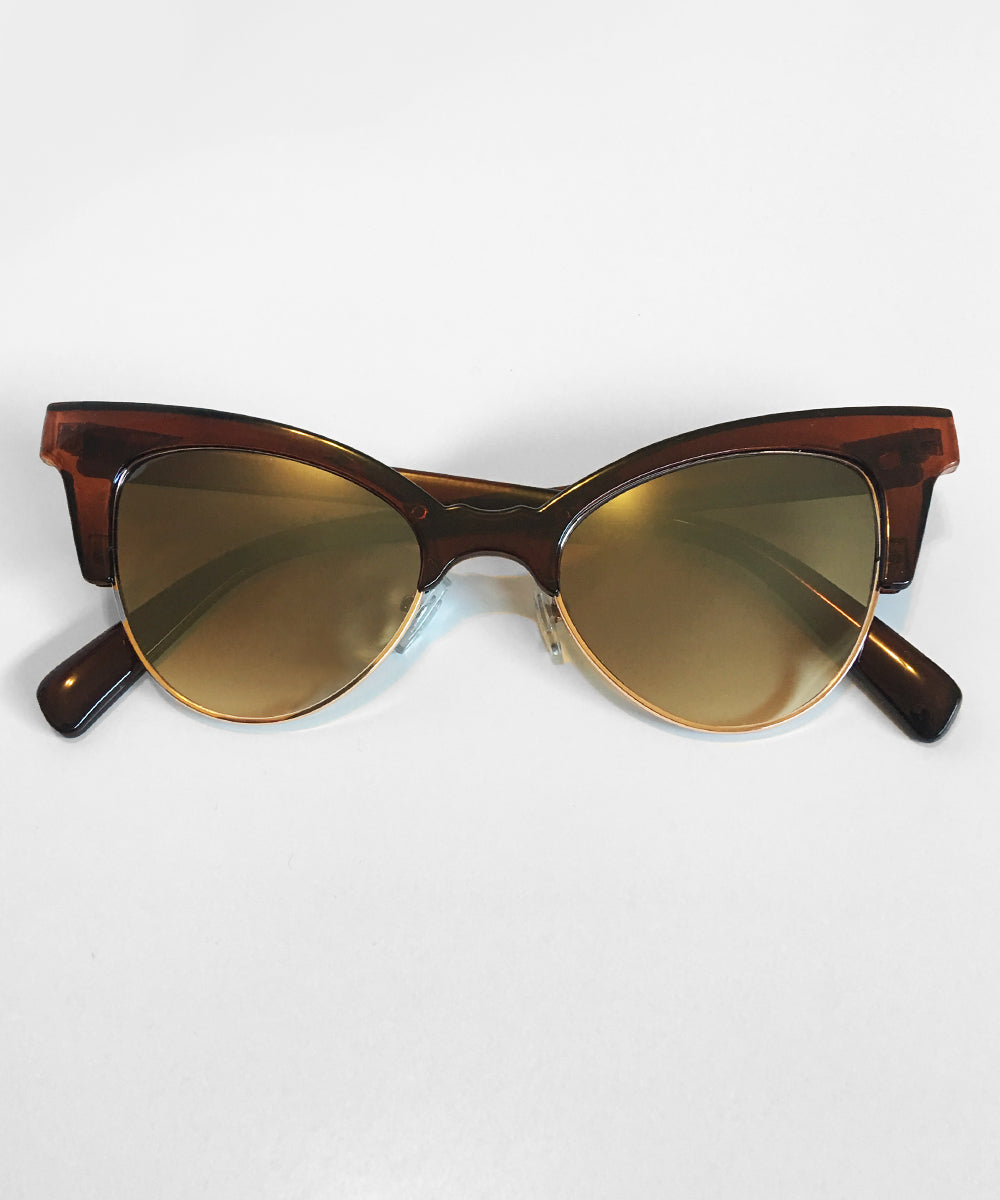 1950s Inspired Tortoise Brown Betty Cat Eye Horn Rimmed Retro Sunglasses