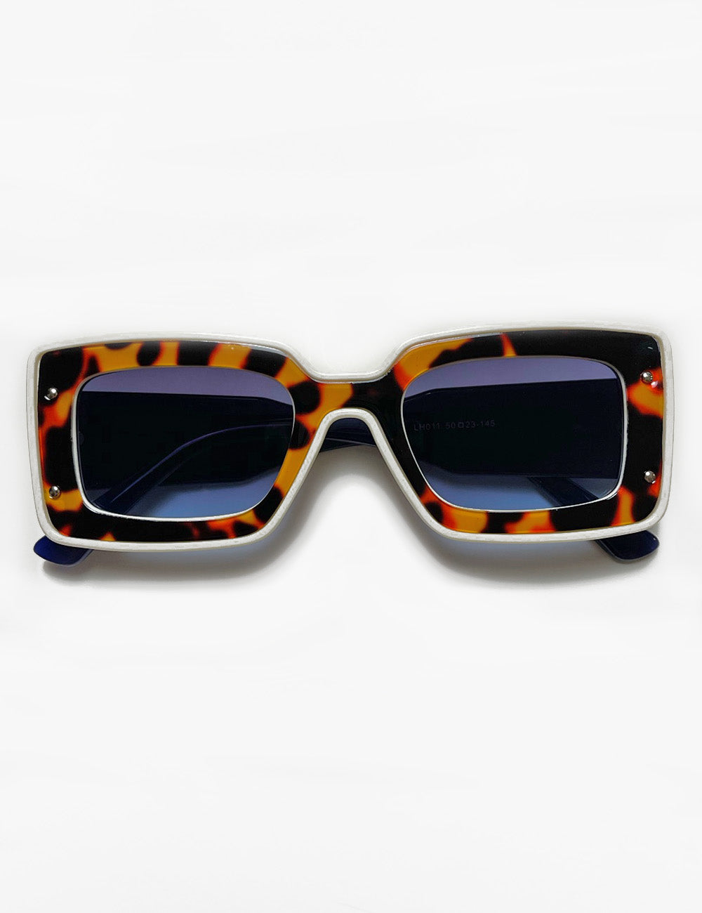Cream Navy & Tortoise 1970s Funky Squared Frame Sunglasses