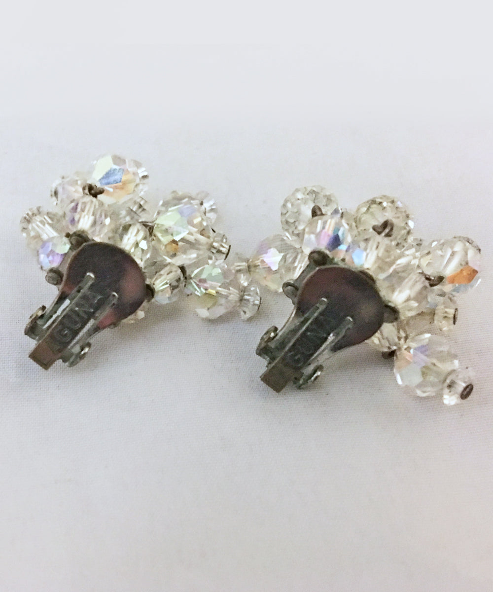 Vintage Laguna Cascading Crystal Clip On Earrings
