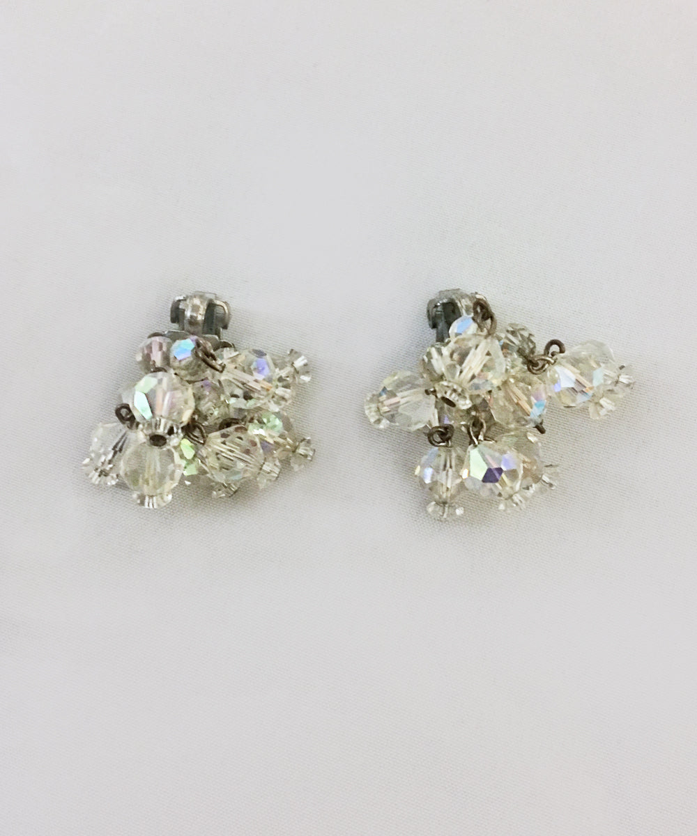 Vintage Laguna Cascading Crystal Clip On Earrings