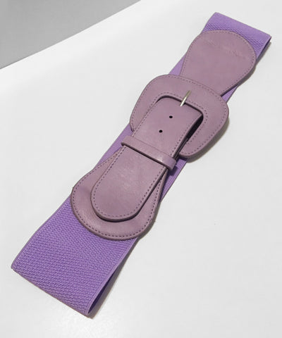 Lavender Purple Faux Leather Thick Stretch Belt