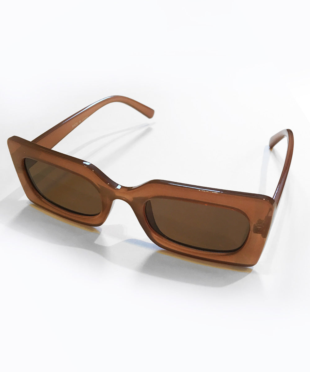 Mod 1960s Square Frame Translucent Brown Retro Sunglasses