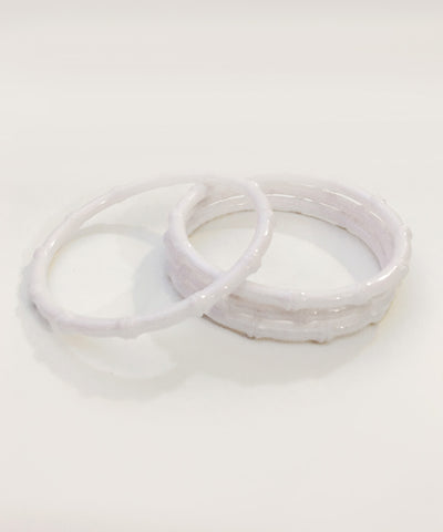 Thin Plastic White Bamboo Bangle Set