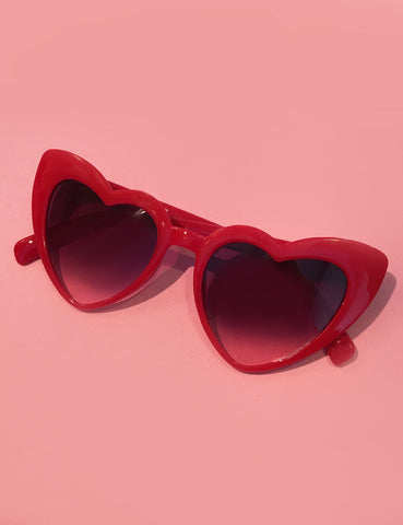 Cherry Red Heart Shaped Retro Sunglasses