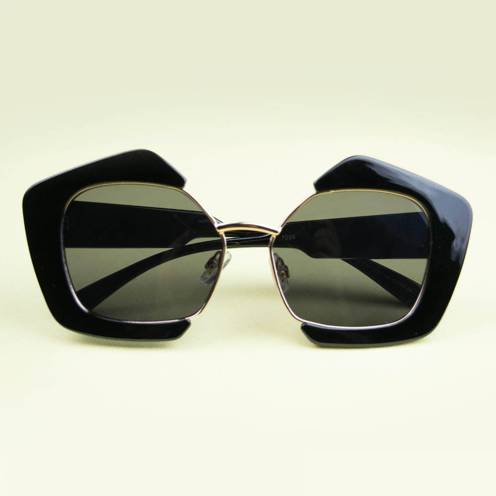Black Thick Retro Geometric Sunglasses