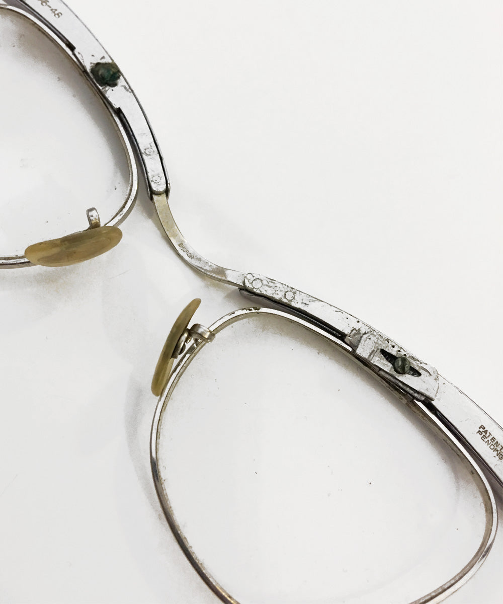 Vintage Silver Aluminum Shuron Unique Cat Eye Glasses