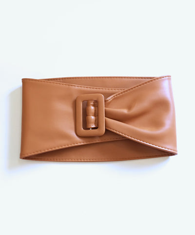 Extra Wide Faux Leather Taupe Pinup Belt
