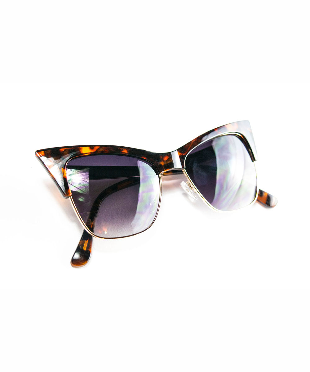 Tortoise Brown Sharp Dramatic Cat Eye Sunglasses