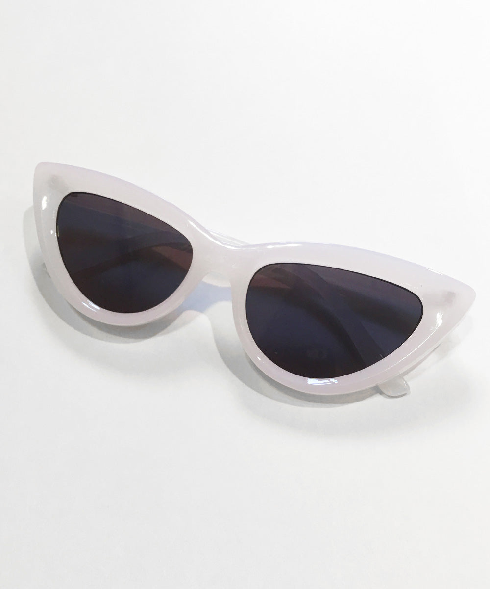 White Translucent Classic 1950s Cat Eye Inset Lens Sunglasses