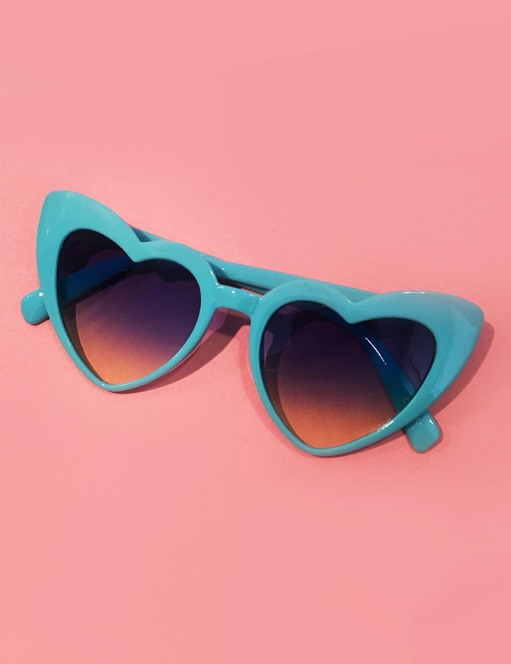 Turquoise Blue Heart Shaped Retro Sunglasses