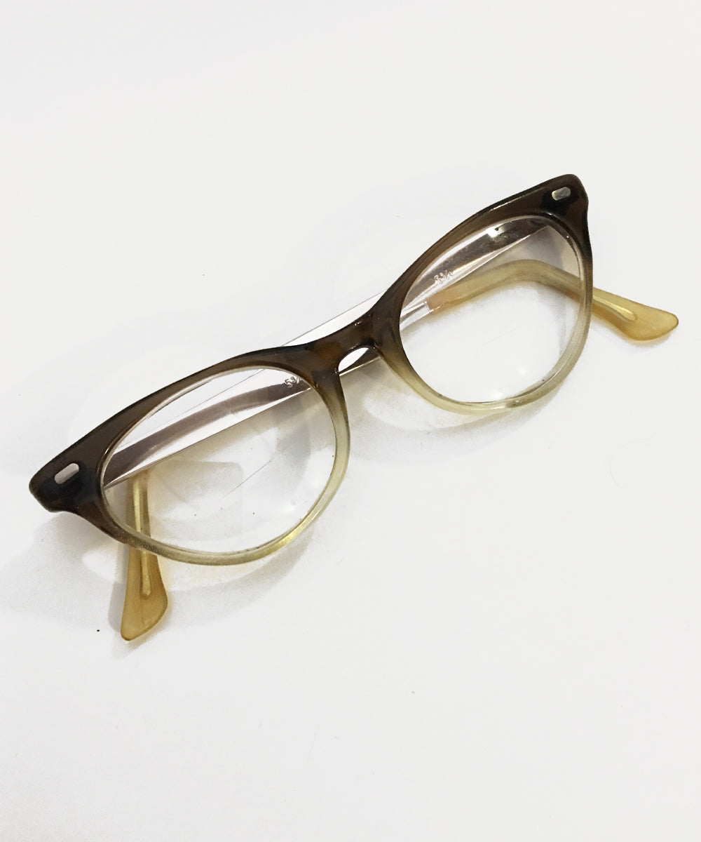 Two Tone 1960s Plastic & Aluminum Vintage Eye Glasses