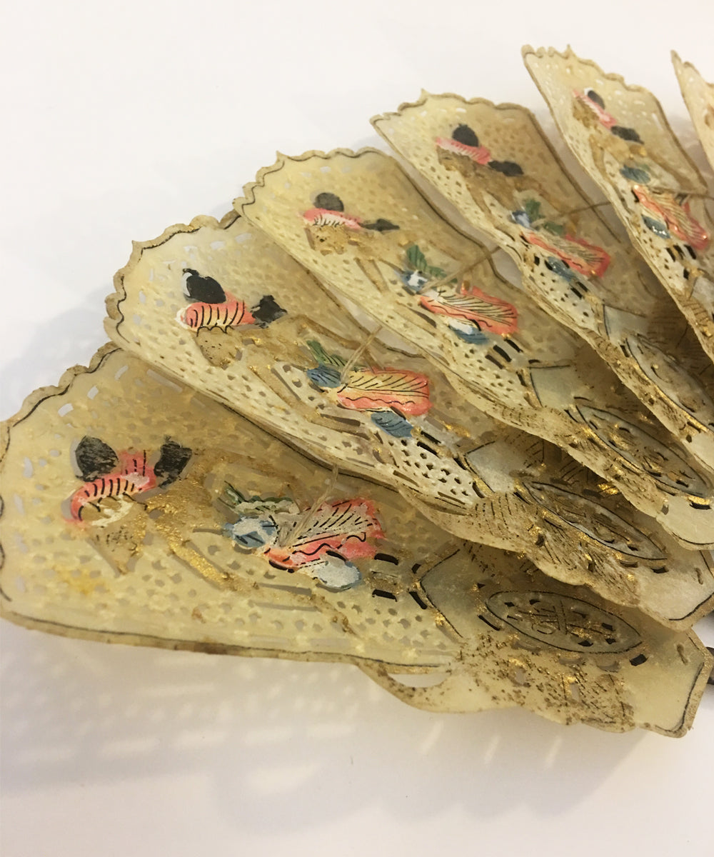 Vintage Indonesian Ivory Shell Handmade Fan