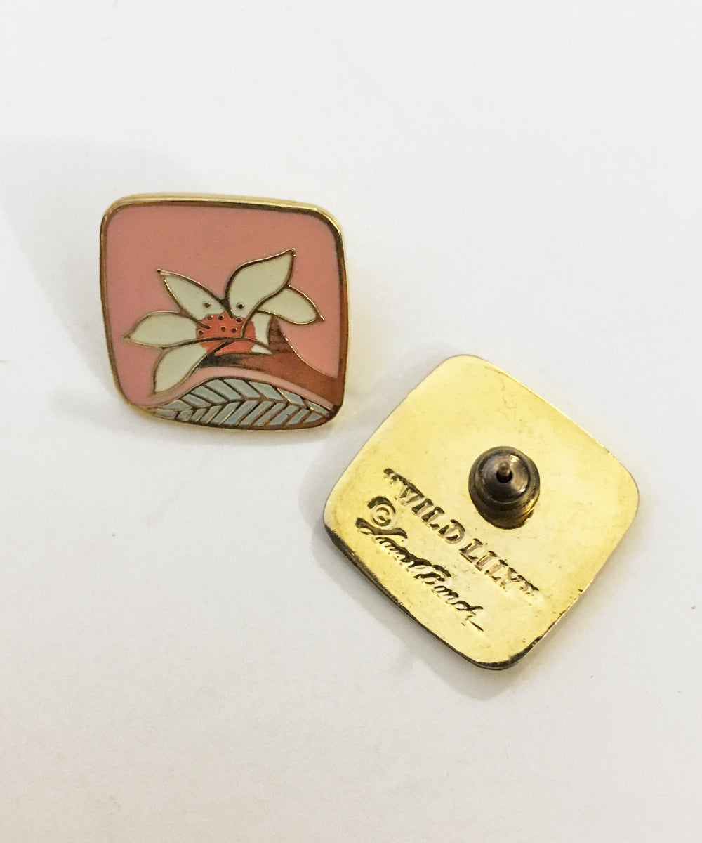 Vintage 1980s Laurel Burch "Wild Lily" Post Earrings