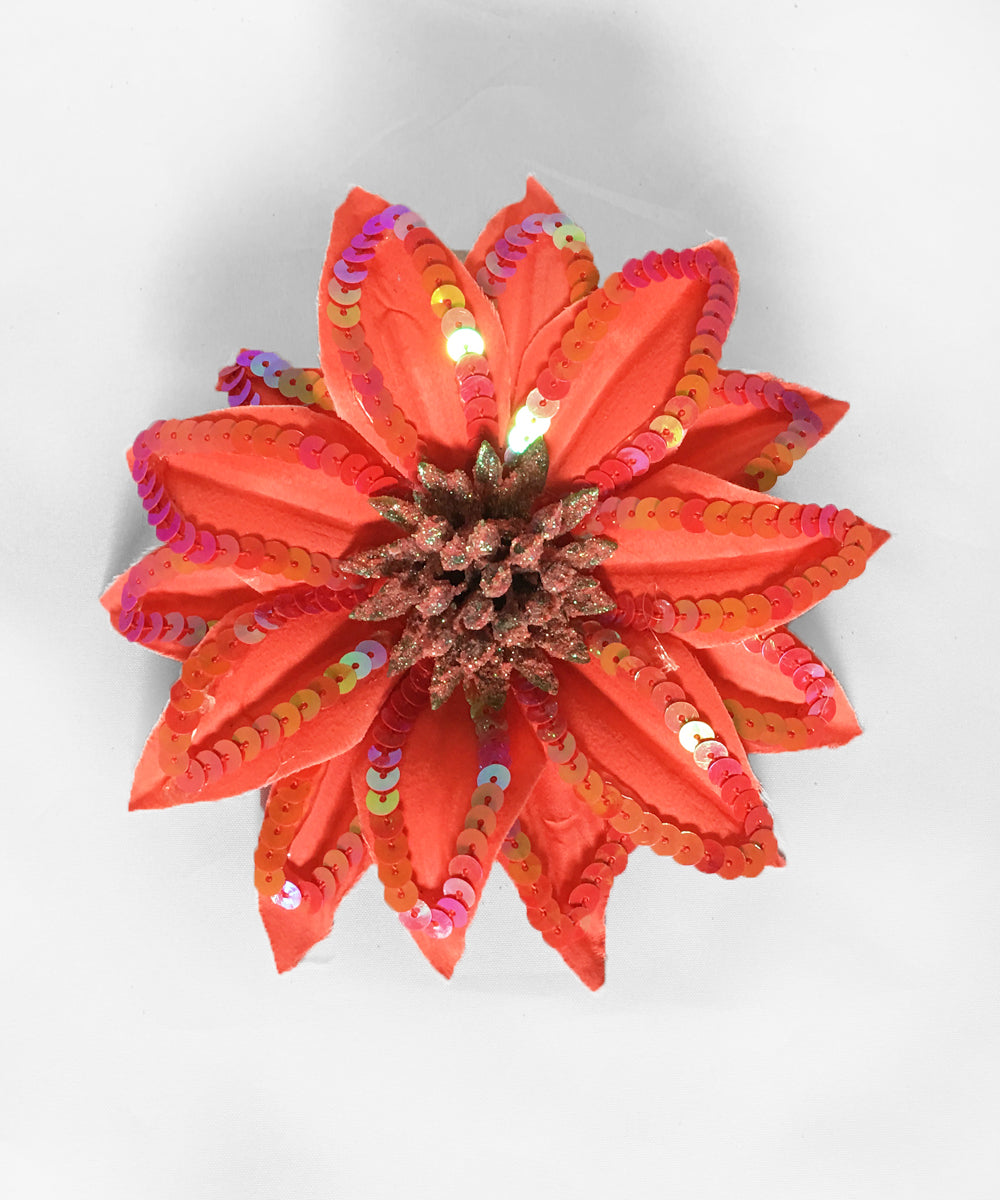 Orange & Watermelon Sequin & Glitter Hair Flower & Pin