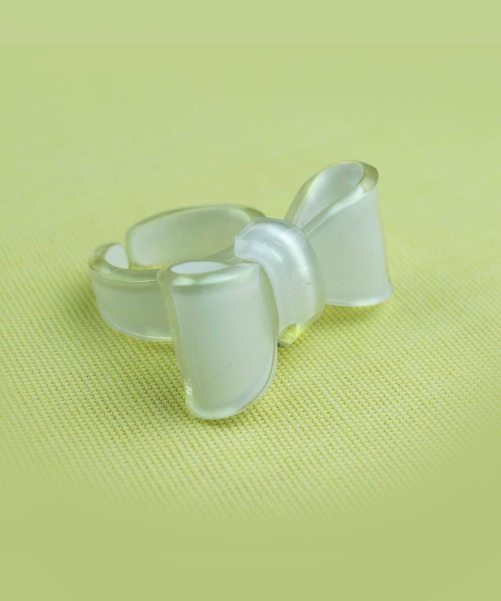 Cute White Bow Adjustable Ring